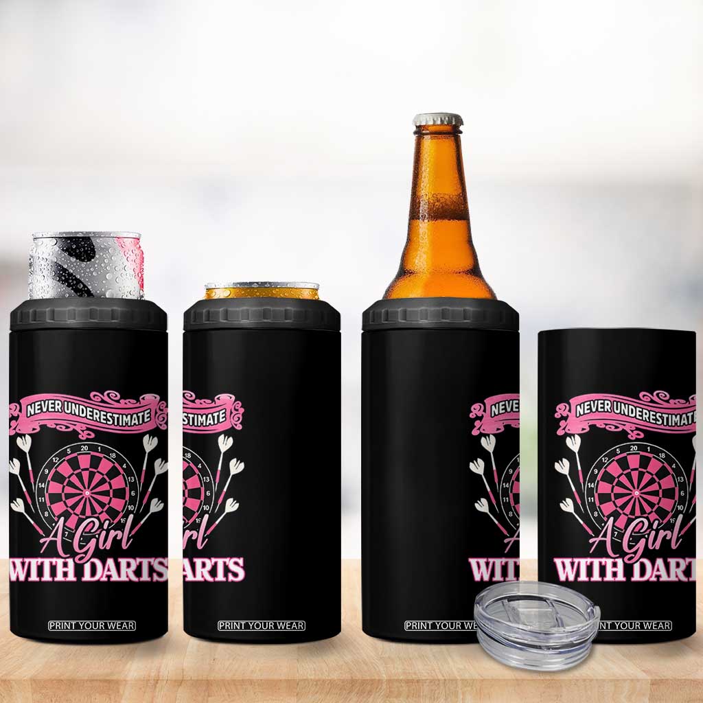 Never Underestimate A Girl Dart Player Gift Idea 4 in 1 Can Cooler Tumbler TS12 Print Your Wear