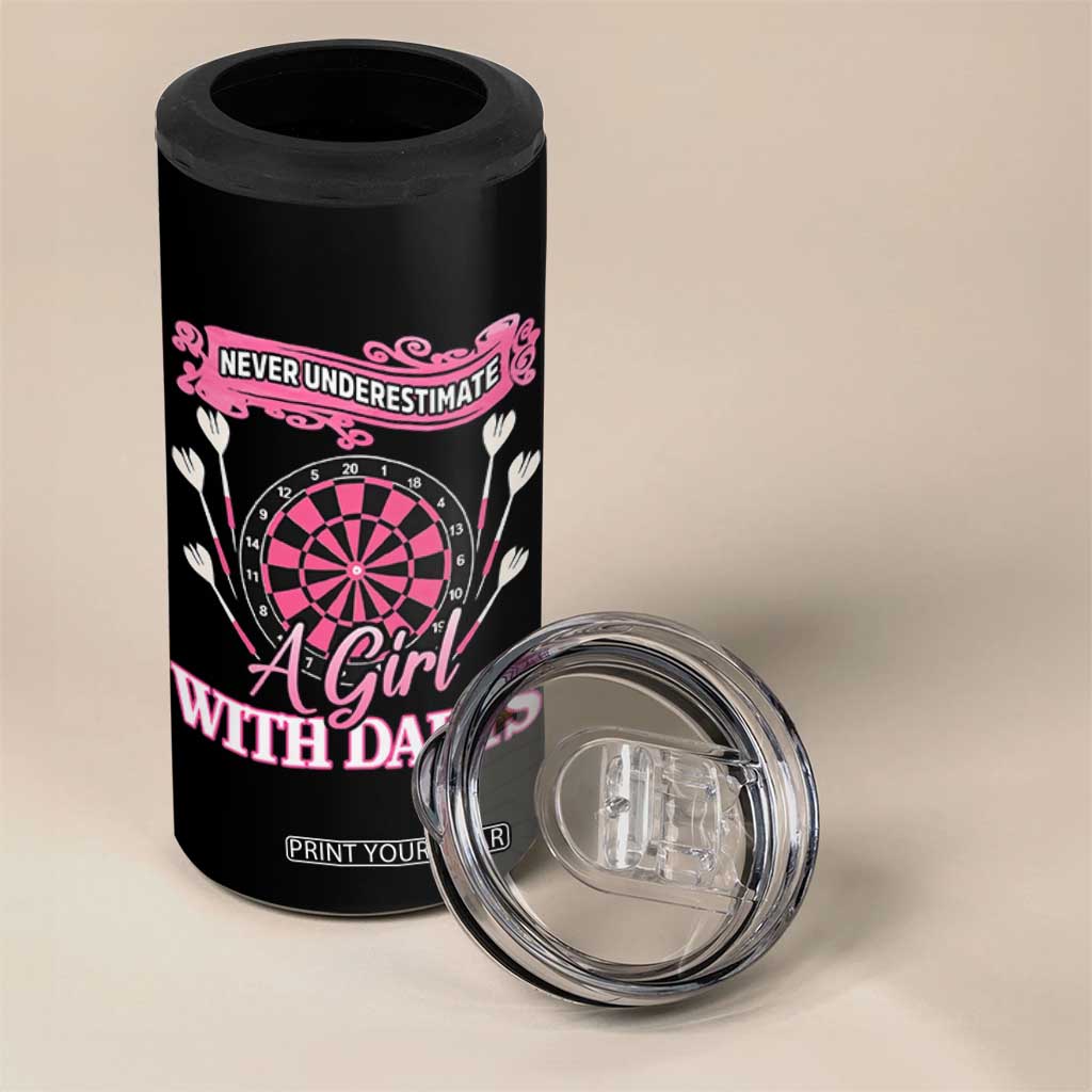 Never Underestimate A Girl Dart Player Gift Idea 4 in 1 Can Cooler Tumbler TS12 Print Your Wear