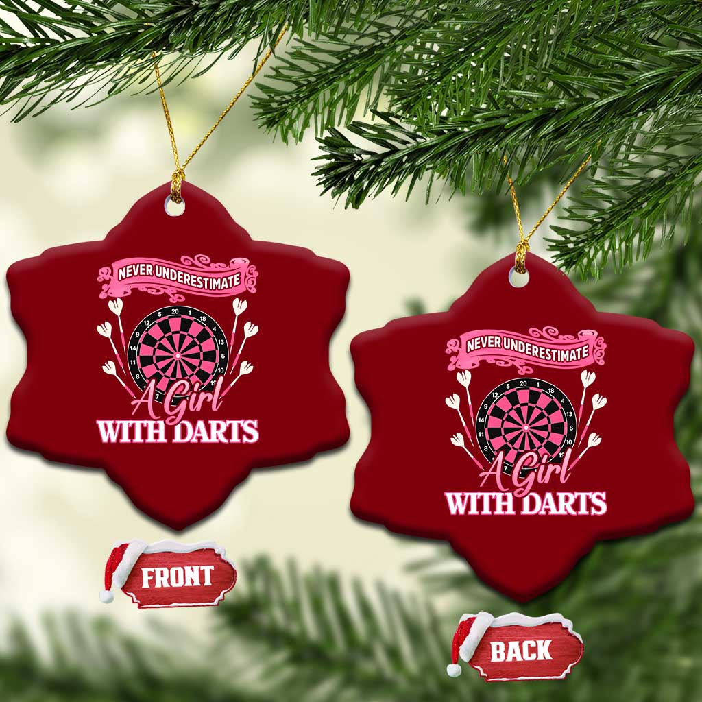Never Underestimate A Girl Dart Player Gift Idea Ceramic Ornament TS12 Print Your Wear