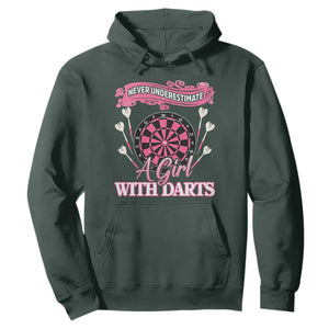 Never Underestimate A Girl Dart Player Gift Idea Hoodie TS12 Dark Forest Green Print Your Wear