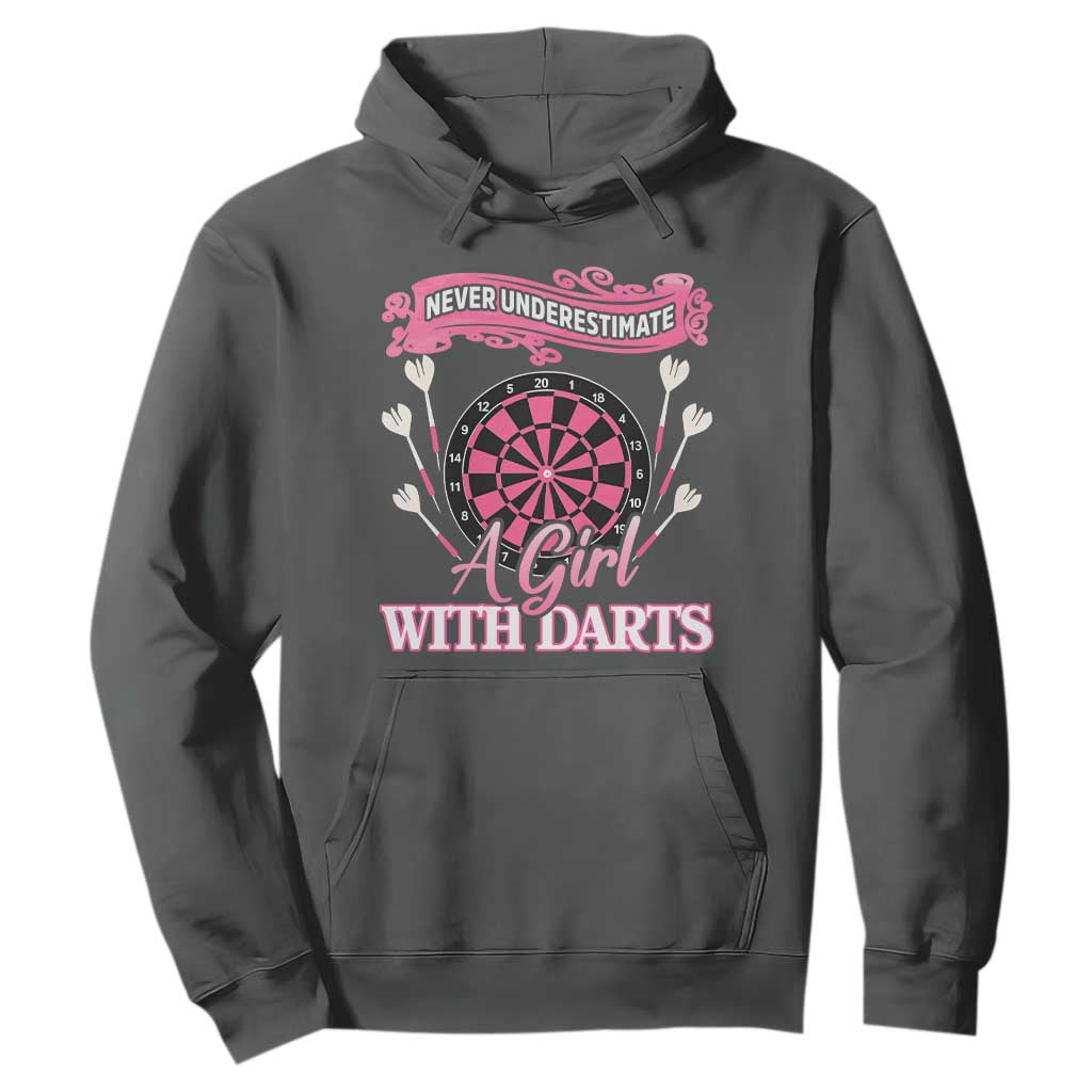 Never Underestimate A Girl Dart Player Gift Idea Hoodie TS12 Dark Heather Print Your Wear