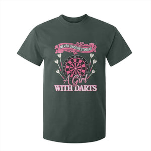 Never Underestimate A Girl Dart Player Gift Idea T Shirt For Kid TS12 Dark Forest Green Print Your Wear