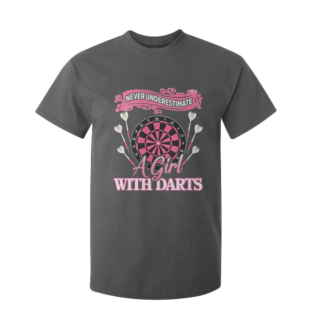 Never Underestimate A Girl Dart Player Gift Idea T Shirt For Kid TS12 Dark Heather Print Your Wear