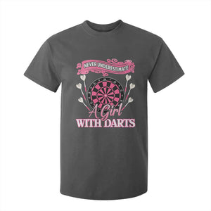 Never Underestimate A Girl Dart Player Gift Idea T Shirt For Kid TS12 Dark Heather Print Your Wear