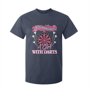 Never Underestimate A Girl Dart Player Gift Idea T Shirt For Kid TS12 Navy Print Your Wear