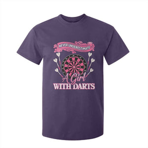 Never Underestimate A Girl Dart Player Gift Idea T Shirt For Kid TS12 Purple Print Your Wear