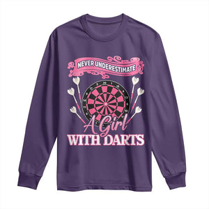 Never Underestimate A Girl Dart Player Gift Idea Long Sleeve Shirt TS12 Purple Print Your Wear