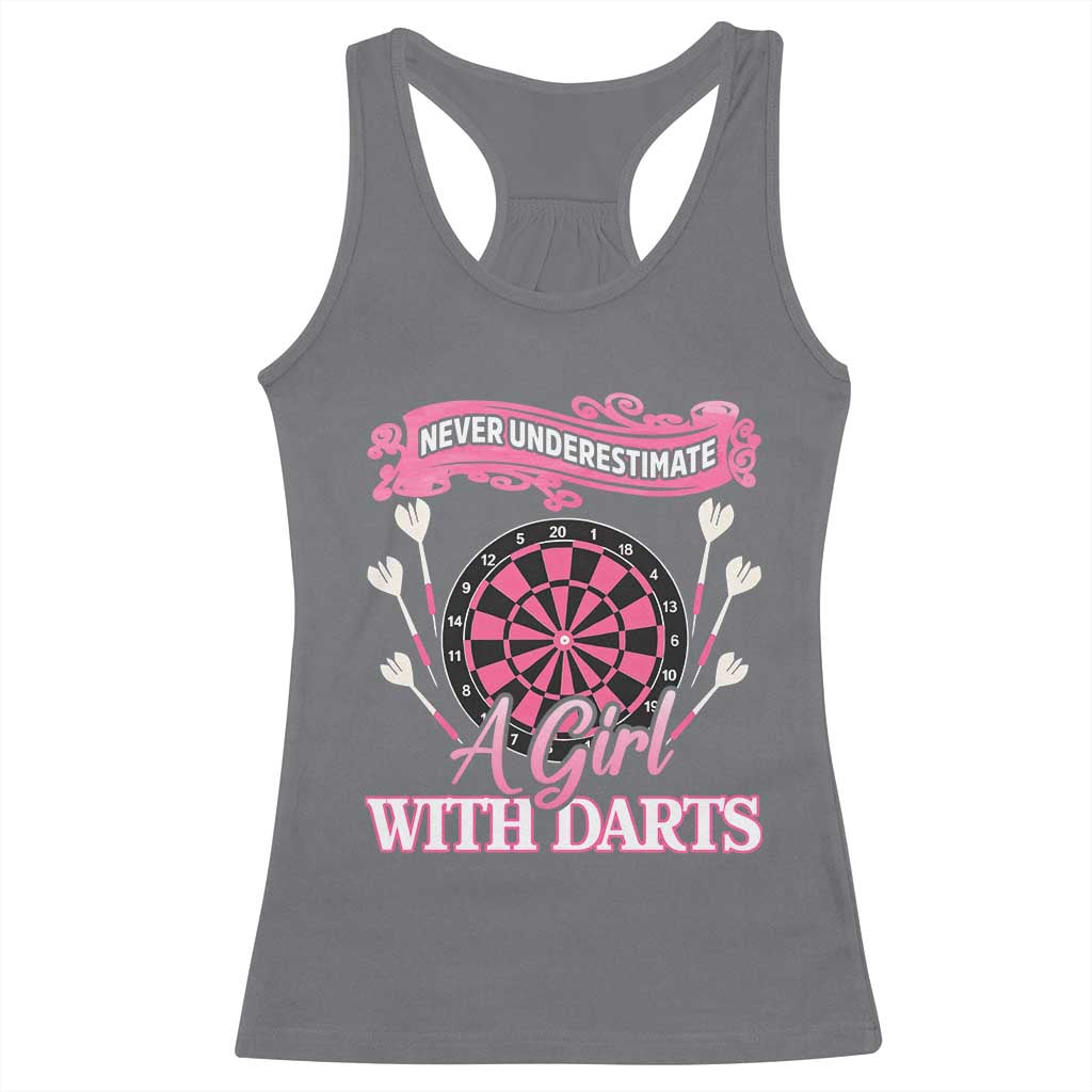 Never Underestimate A Girl Dart Player Gift Idea Racerback Tank Top TS12 Charcoal Print Your Wear