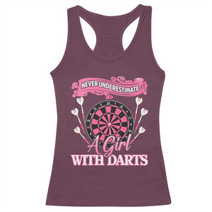 Never Underestimate A Girl Dart Player Gift Idea Racerback Tank Top TS12 Maroon Print Your Wear