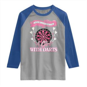 Never Underestimate A Girl Dart Player Gift Idea Raglan Shirt TS12 Sport Gray Royal Print Your Wear