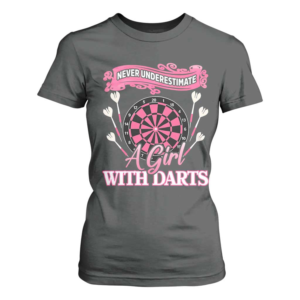 Never Underestimate A Girl Dart Player Gift Idea T Shirt For Women TS12 Dark Heather Print Your Wear