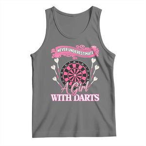 Never Underestimate A Girl Dart Player Gift Idea Tank Top TS12 Black Heather Print Your Wear