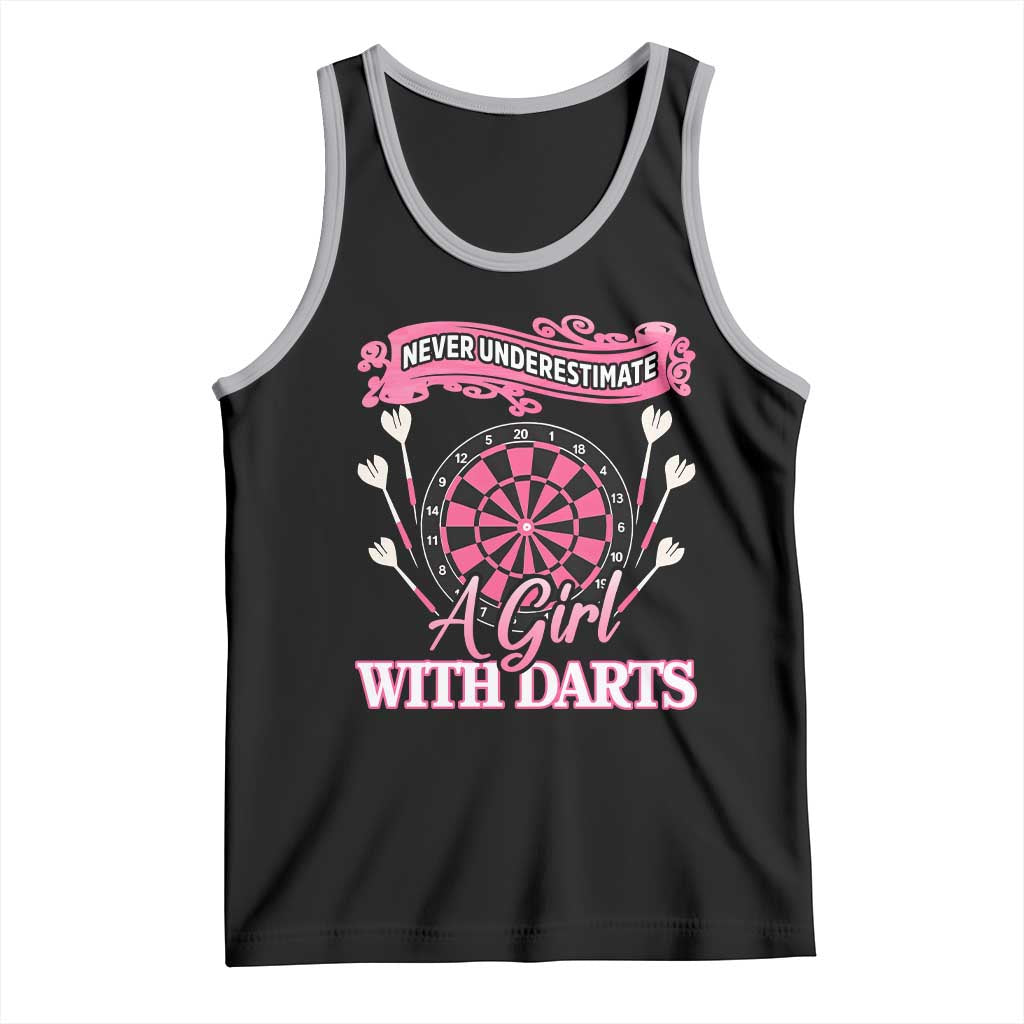 Never Underestimate A Girl Dart Player Gift Idea Tank Top TS12 Black Athletic Heather Print Your Wear