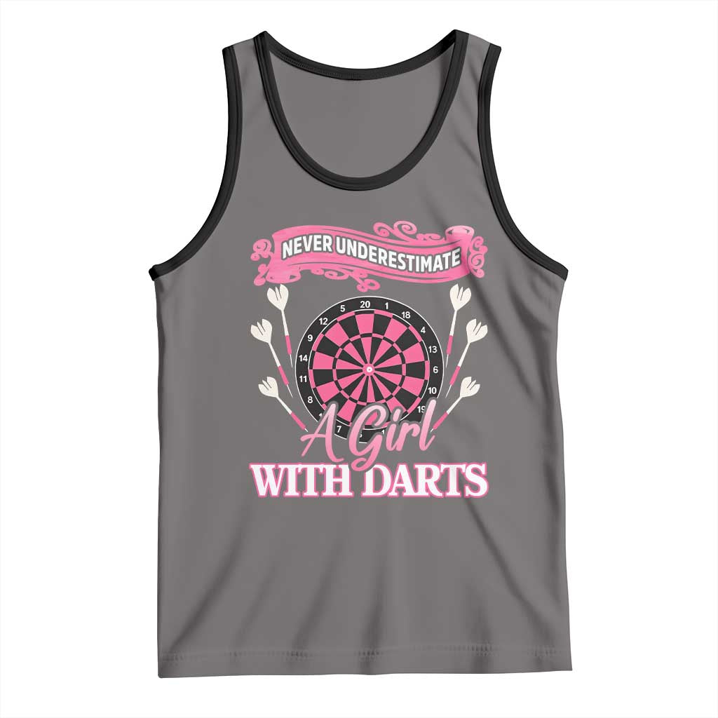 Never Underestimate A Girl Dart Player Gift Idea Tank Top TS12 Deep Heather Black Print Your Wear