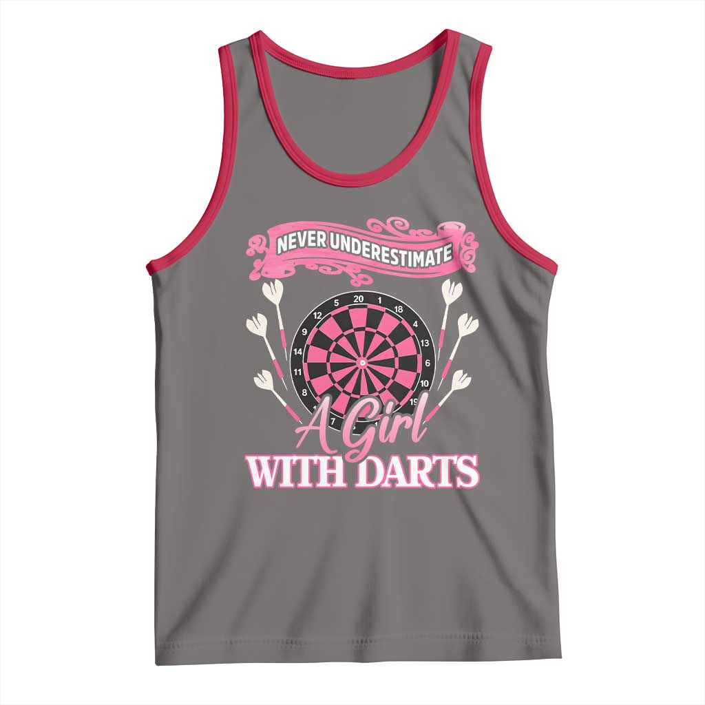 Never Underestimate A Girl Dart Player Gift Idea Tank Top TS12 Deep Heather Red Print Your Wear