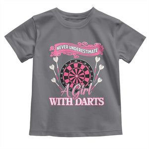 Never Underestimate A Girl Dart Player Gift Idea Toddler T Shirt TS12 Charcoal Print Your Wear