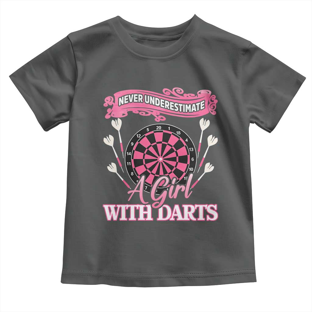 Never Underestimate A Girl Dart Player Gift Idea Toddler T Shirt TS12 Dark Heather Print Your Wear