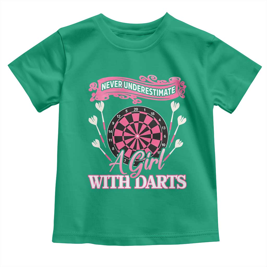 Never Underestimate A Girl Dart Player Gift Idea Toddler T Shirt TS12 Irish Green Print Your Wear