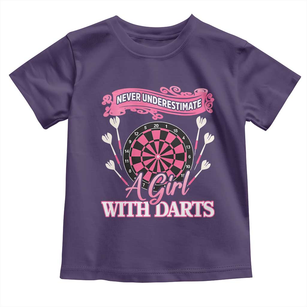 Never Underestimate A Girl Dart Player Gift Idea Toddler T Shirt TS12 Purple Print Your Wear