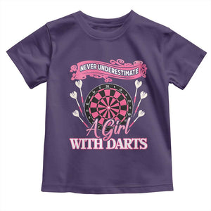 Never Underestimate A Girl Dart Player Gift Idea Toddler T Shirt TS12 Purple Print Your Wear