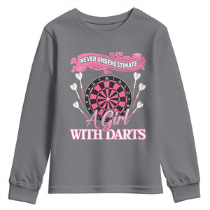 Never Underestimate A Girl Dart Player Gift Idea Youth Sweatshirt TS12 Charcoal Print Your Wear