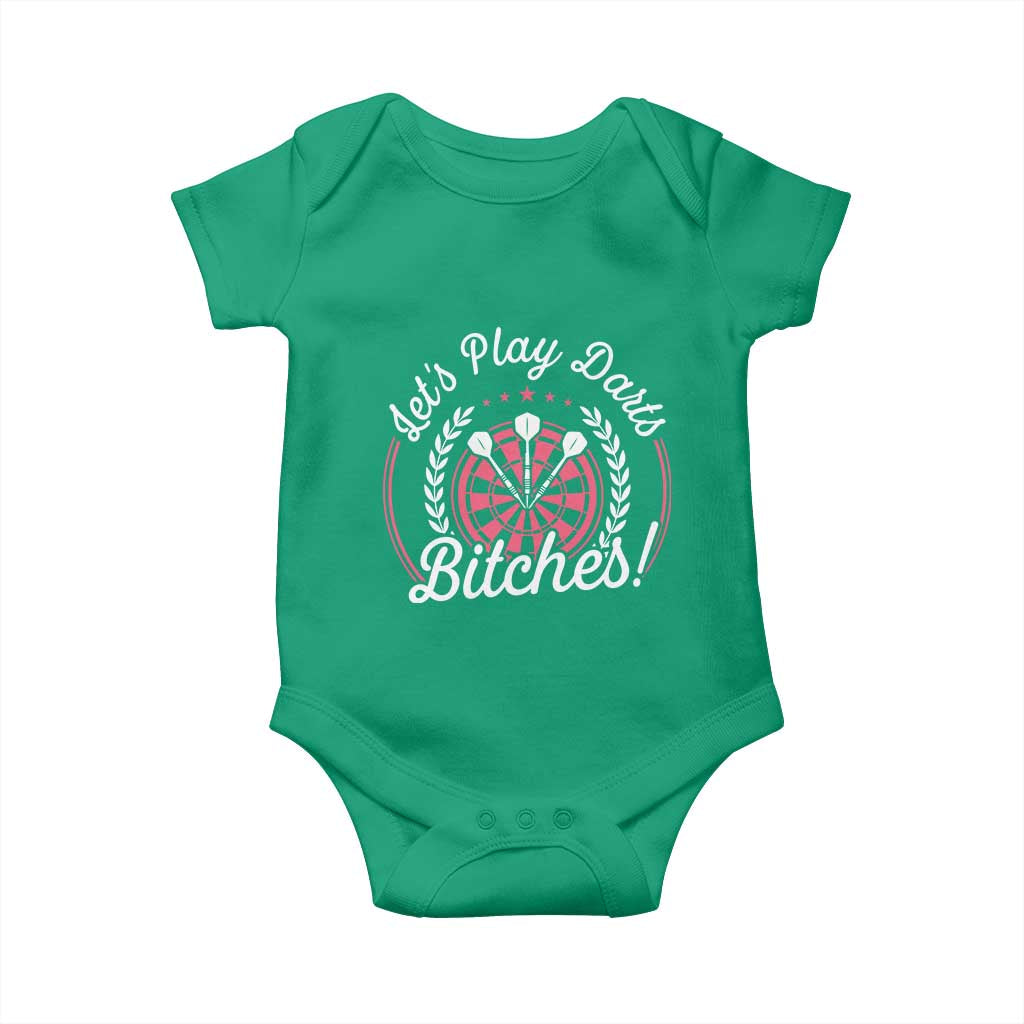 Lets Play Darts Bitches Baby Onesie Funny Female Dartist Gift TS12 Irish Green Print Your Wear