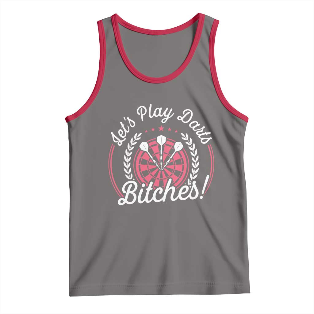 Lets Play Darts Bitches Tank Top Funny Female Dartist Gift TS12 Deep Heather Red Print Your Wear