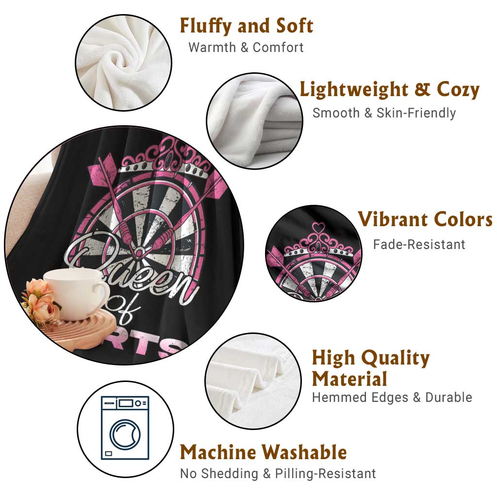 Queen Of Darts Throw Blanket Funny Dart Gift For Women TS12 Print Your Wear