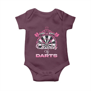 Queen Of Darts Baby Onesie Funny Dart Gift For Women TS12 Maroon Print Your Wear
