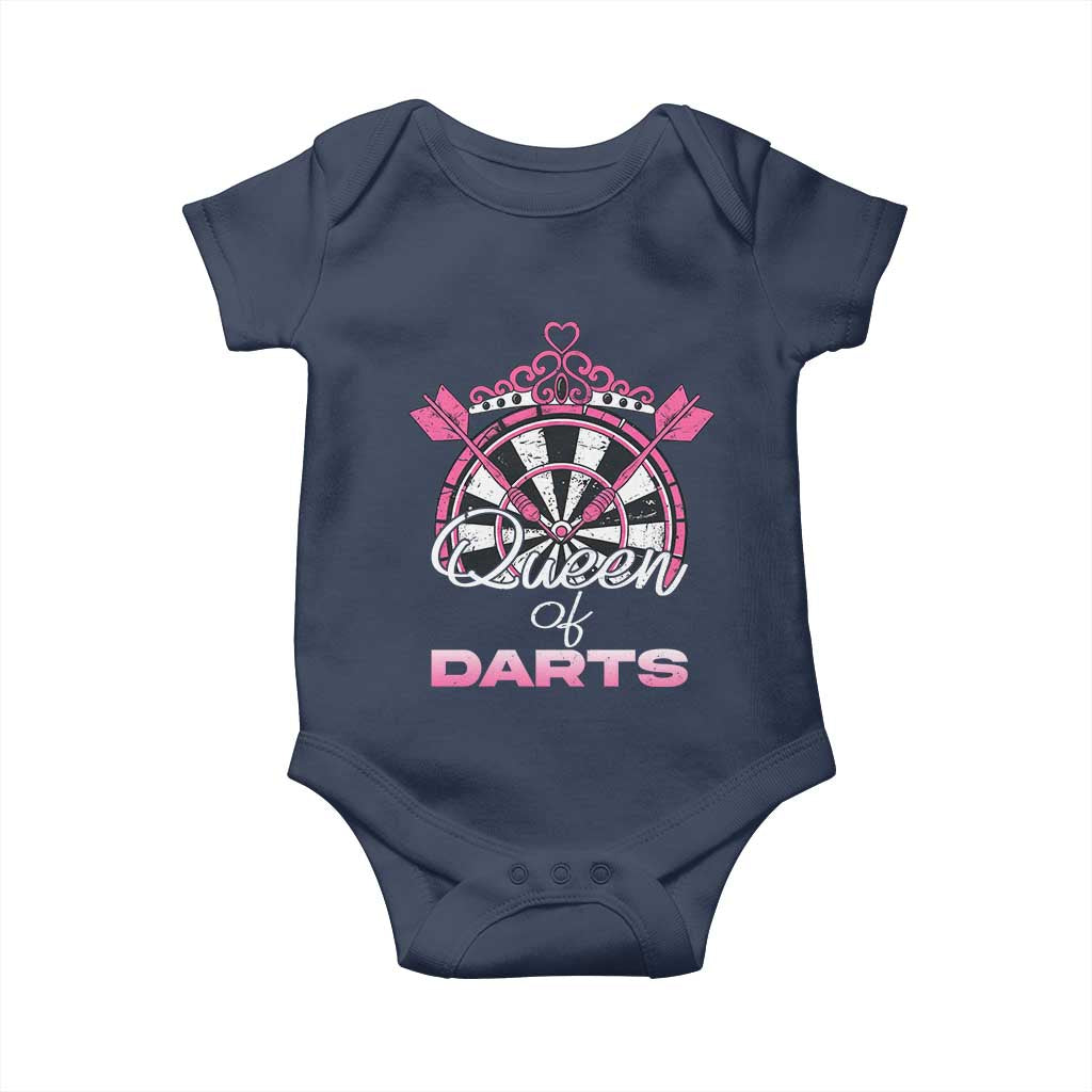 Queen Of Darts Baby Onesie Funny Dart Gift For Women TS12 Navy Print Your Wear