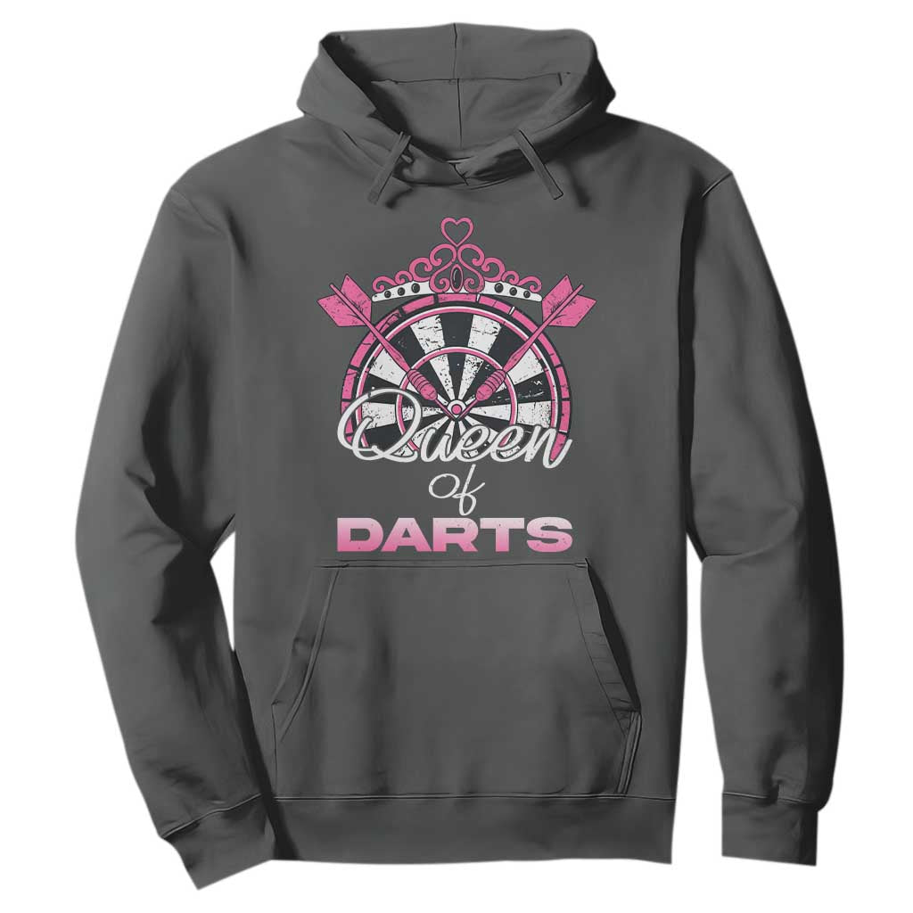 Queen Of Darts Hoodie Funny Dart Gift For Women TS12 Dark Heather Print Your Wear
