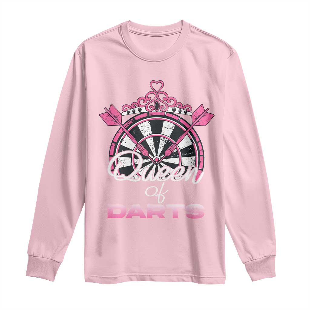 Queen Of Darts Long Sleeve Shirt Funny Dart Gift For Women TS12 Light Pink Print Your Wear