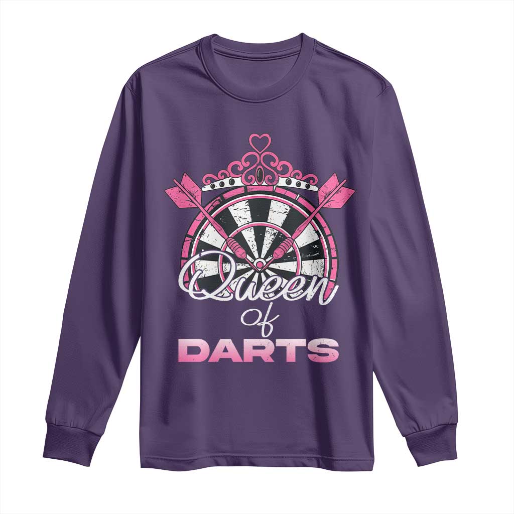 Queen Of Darts Long Sleeve Shirt Funny Dart Gift For Women TS12 Purple Print Your Wear