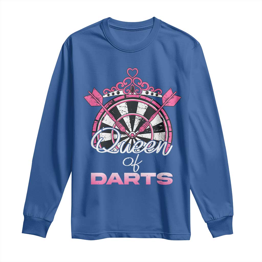 Queen Of Darts Long Sleeve Shirt Funny Dart Gift For Women TS12 Royal Blue Print Your Wear