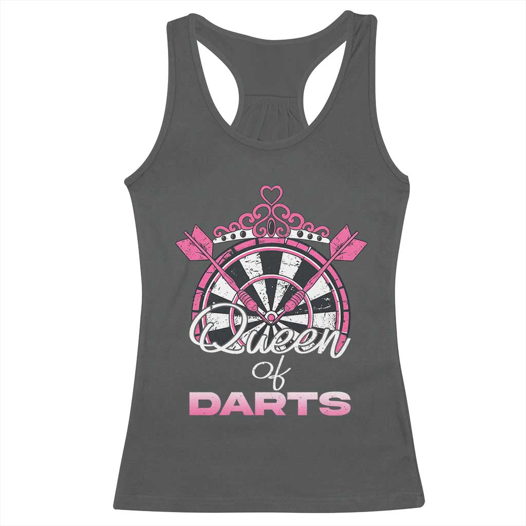Queen Of Darts Racerback Tank Top Funny Dart Gift For Women TS12 Dark Heather Print Your Wear