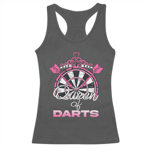 Queen Of Darts Racerback Tank Top Funny Dart Gift For Women TS12 Dark Heather Print Your Wear
