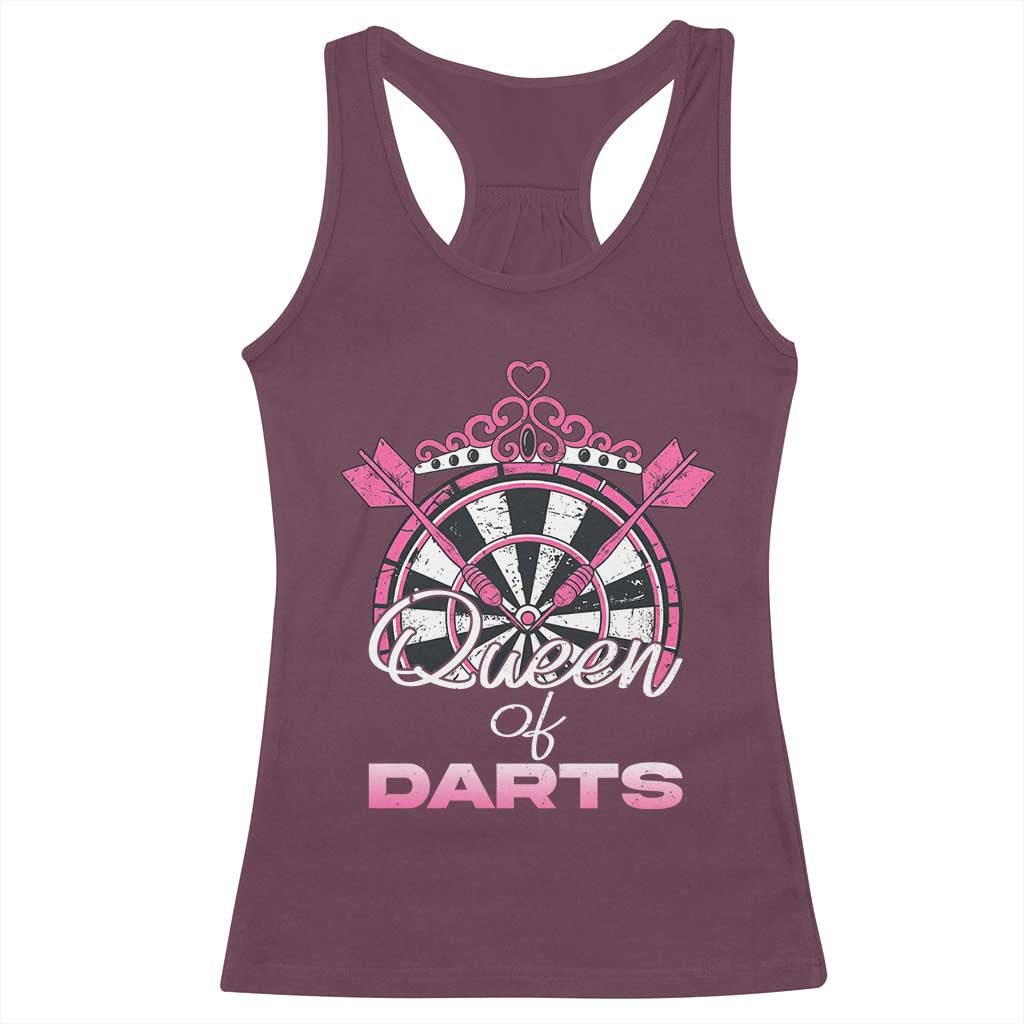 Queen Of Darts Racerback Tank Top Funny Dart Gift For Women TS12 Maroon Print Your Wear