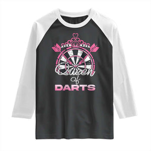 Queen Of Darts Raglan Shirt Funny Dart Gift For Women TS12 Black White Print Your Wear