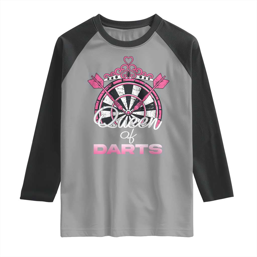 Queen Of Darts Raglan Shirt Funny Dart Gift For Women TS12 Sport Gray Black Print Your Wear