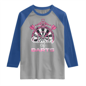 Queen Of Darts Raglan Shirt Funny Dart Gift For Women TS12 Sport Gray Royal Print Your Wear