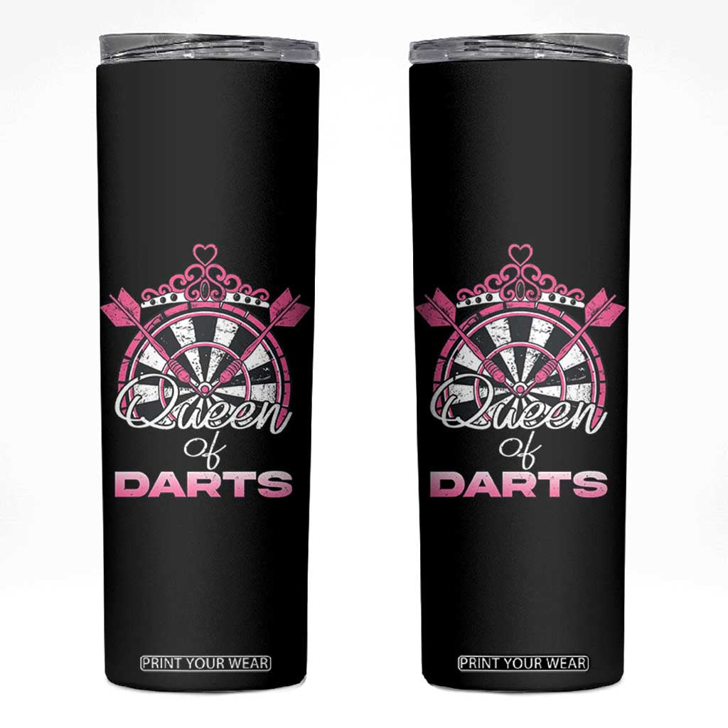Queen Of Darts Skinny Tumbler Funny Dart Gift For Women TS12 Black Print Your Wear