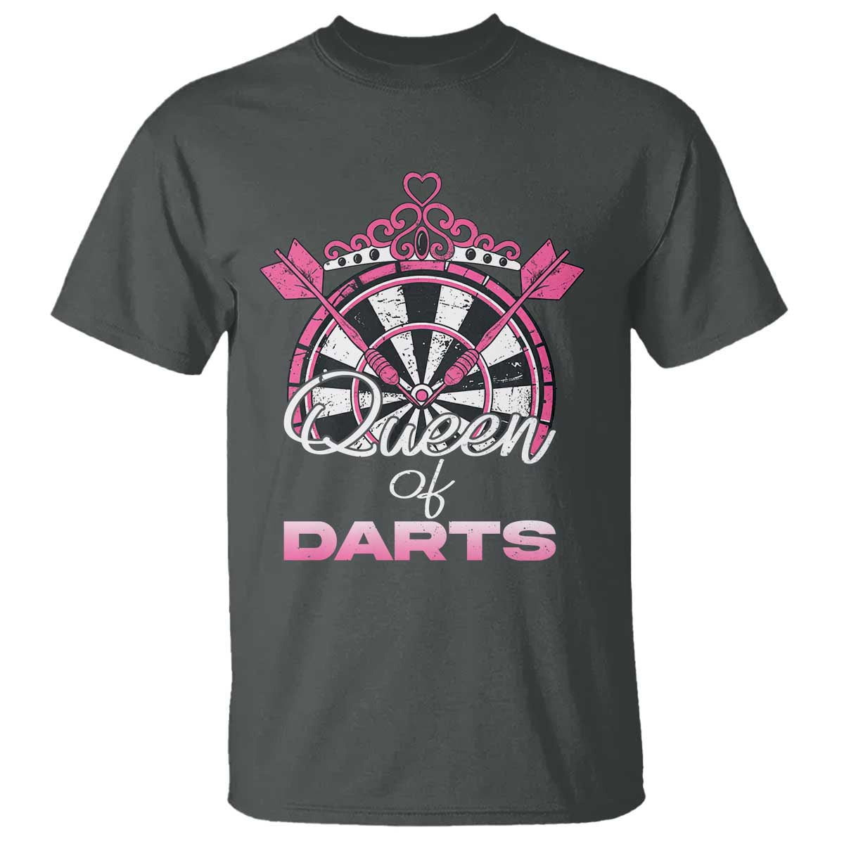 Queen Of Darts T Shirt Funny Dart Gift For Women TS12 Dark Heather Print Your Wear
