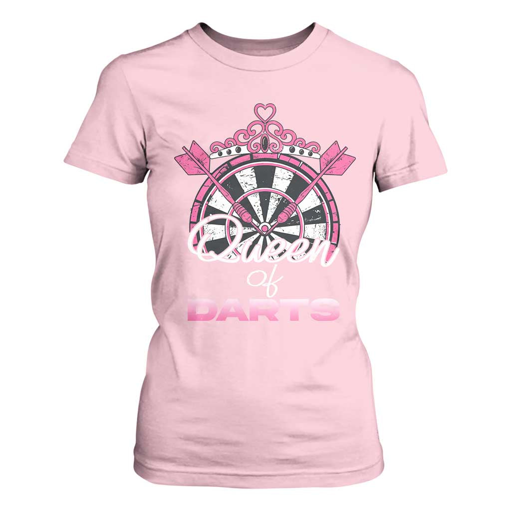 Queen Of Darts T Shirt For Women Funny Dart Gift For Women TS12 Light Pink Print Your Wear