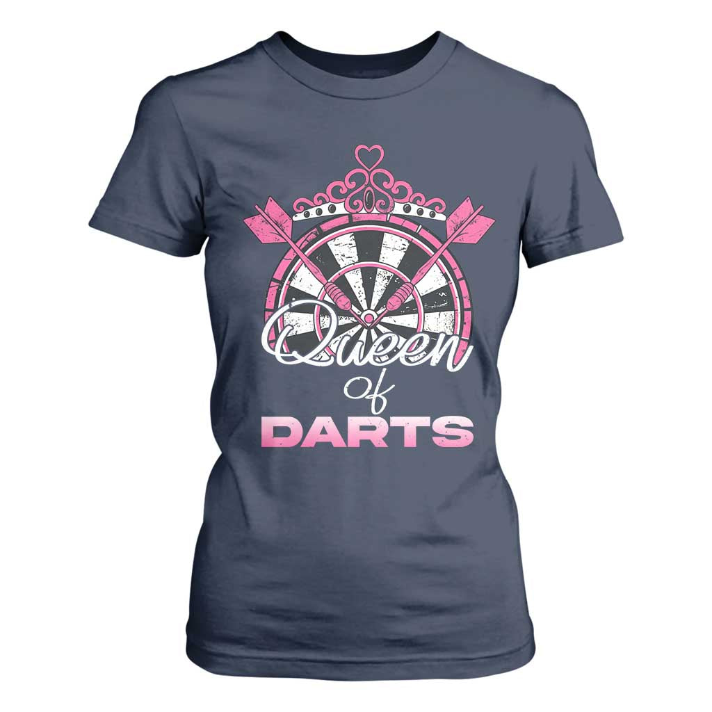 Queen Of Darts T Shirt For Women Funny Dart Gift For Women TS12 Navy Print Your Wear