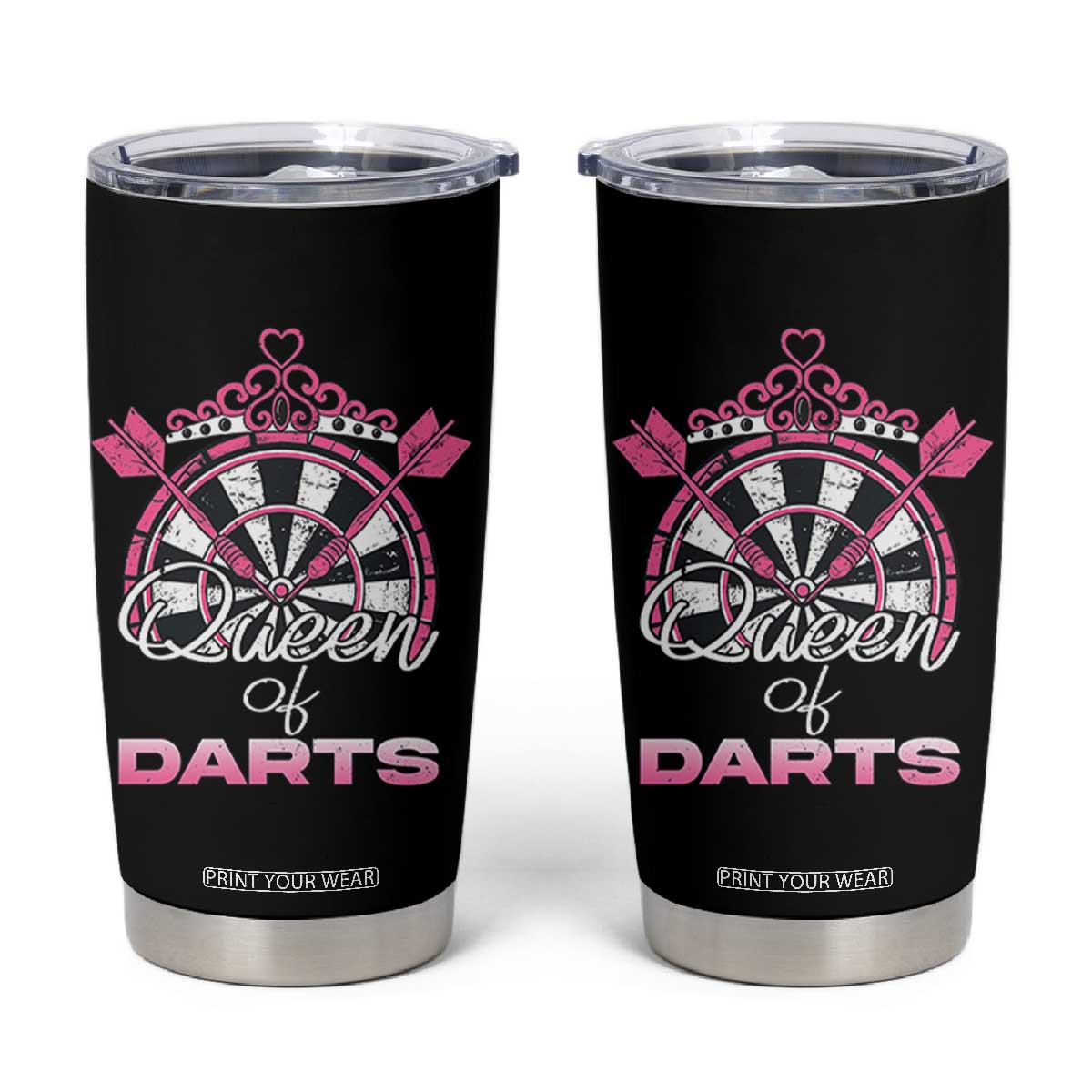 Queen Of Darts Tumbler Cup Funny Dart Gift For Women TS12 Black Print Your Wear