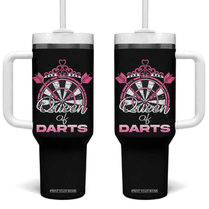 Queen Of Darts Tumbler With Handle Funny Dart Gift For Women TS12 One Size: 40 oz Black Print Your Wear