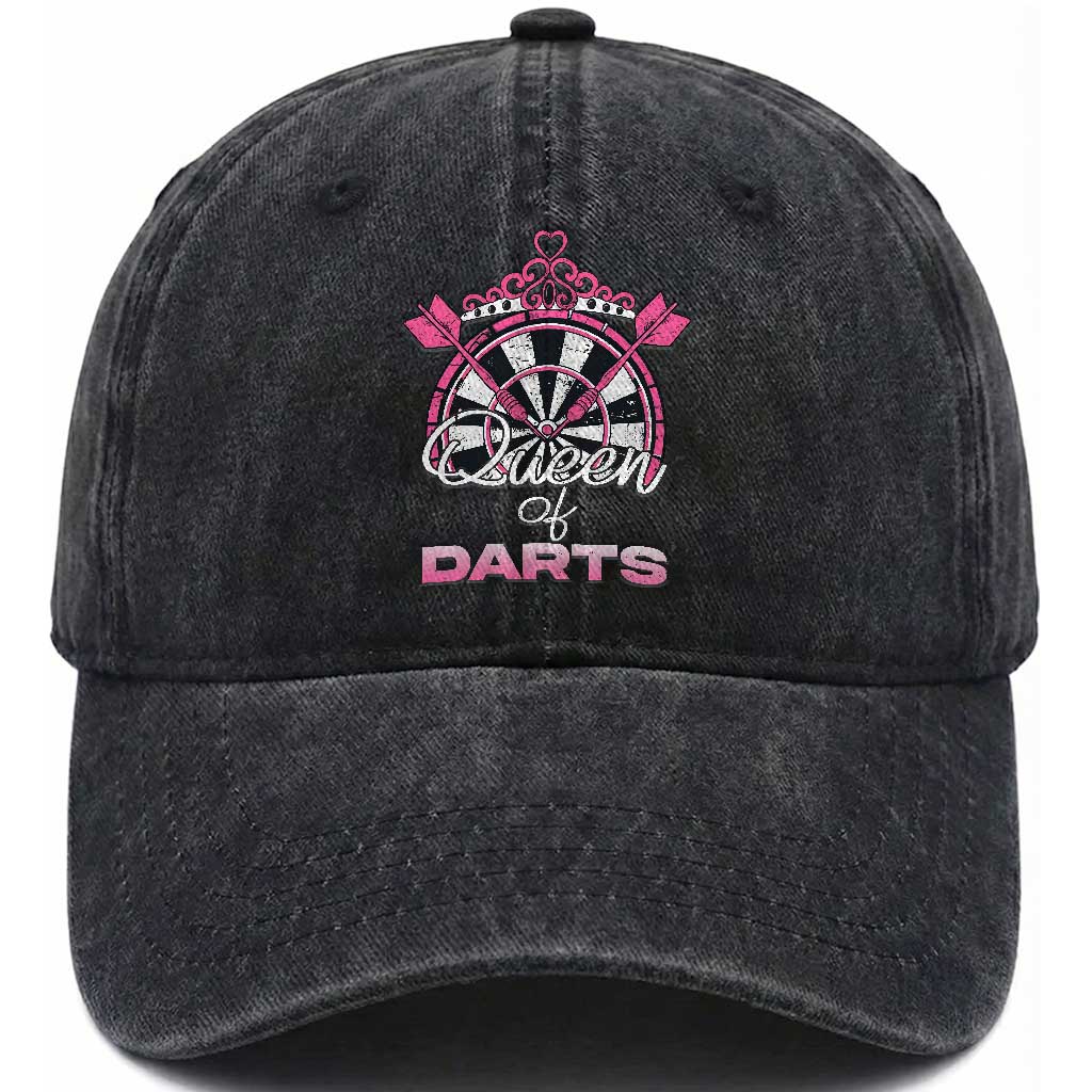 Queen Of Darts Washed Cotton Baseball Cap Funny Dart Gift For Women TS12 Print Your Wear