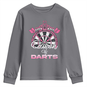 Queen Of Darts Youth Sweatshirt Funny Dart Gift For Women TS12 Charcoal Print Your Wear