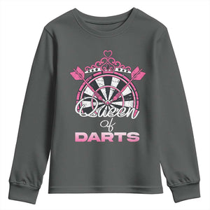 Queen Of Darts Youth Sweatshirt Funny Dart Gift For Women TS12 Dark Heather Print Your Wear