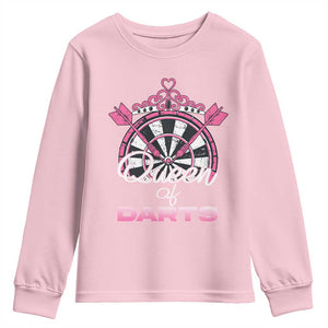 Queen Of Darts Youth Sweatshirt Funny Dart Gift For Women TS12 Light Pink Print Your Wear